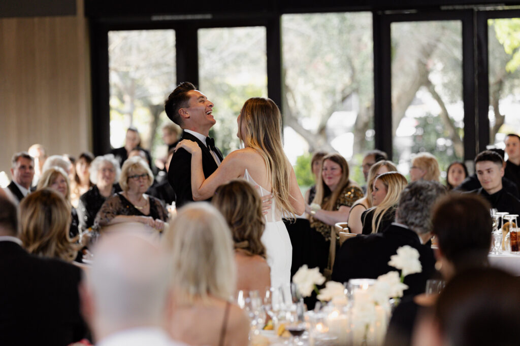 Bride and groom dancing during wedding at the Estate Yountville