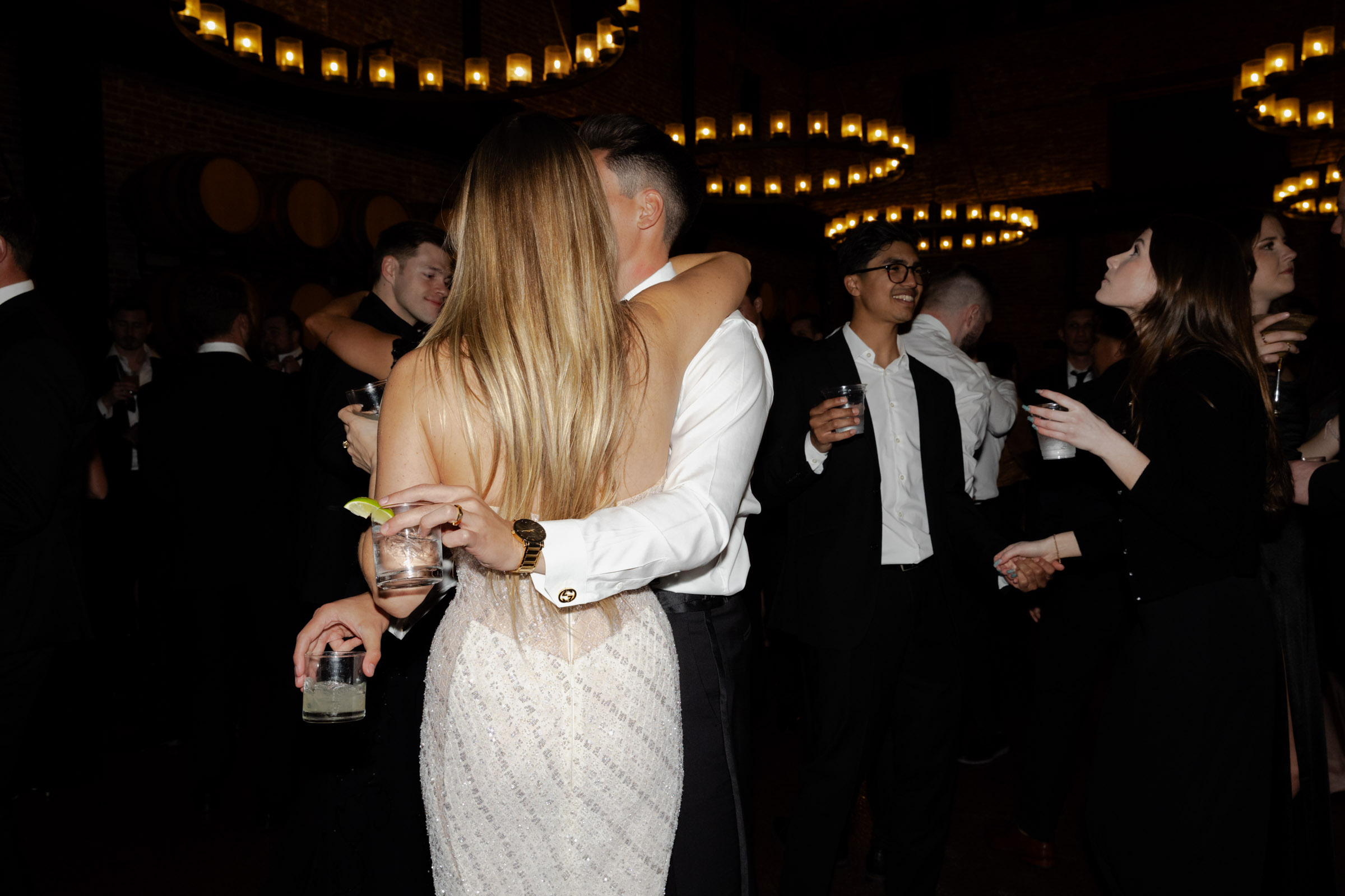 late night photos of bride and groom dancing at the estate yountville wedding