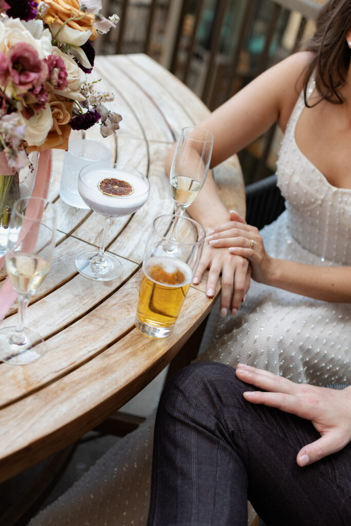 Cocktails on table during elopement at Four Seasons Vail