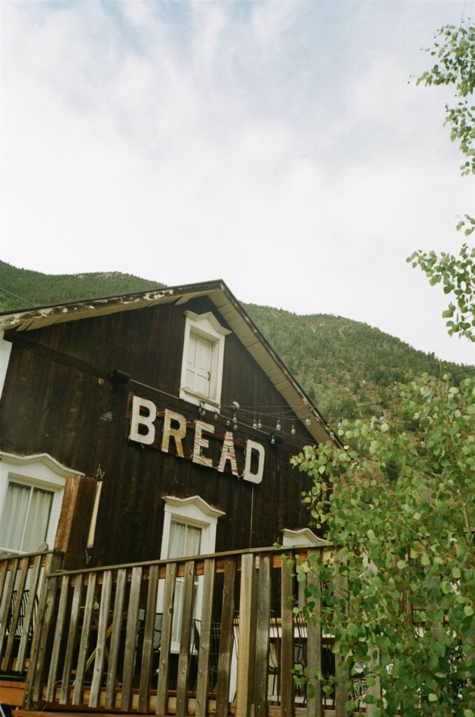 Exterior view of Bread Bar in Silver Plume on 35mm film by Caroline Brackney